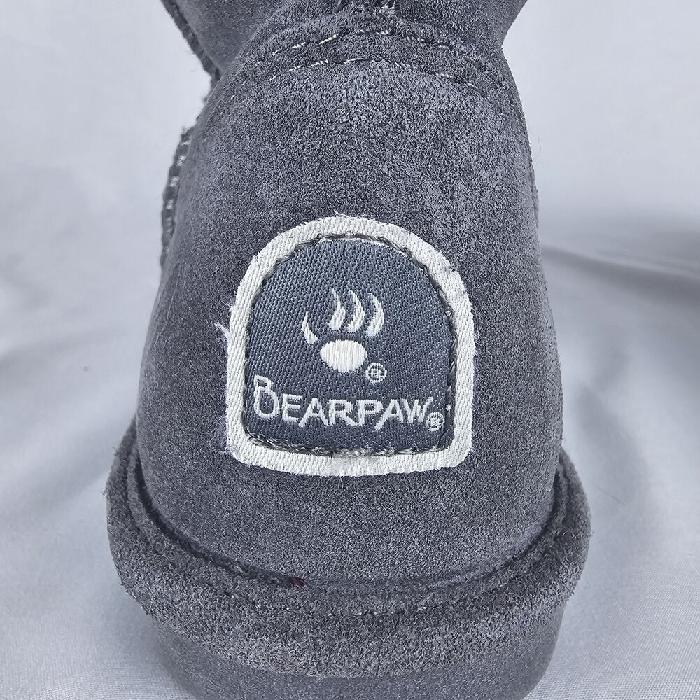 Bearpaw Emma Short Suede Winter Boots Gray Women’s Size 7 Sheepskin Lined - Picture 14 of 16